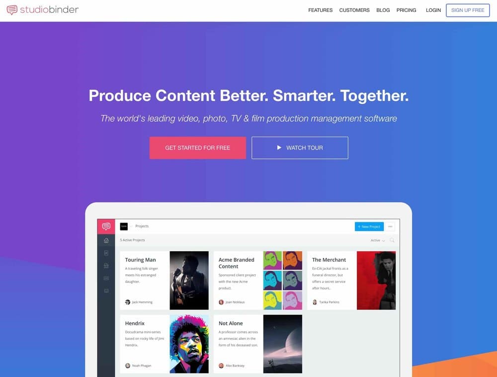 StudioBinder screenshot